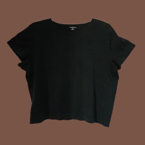 Croft & Barrow Simple Black Cap Sleeve T-Shirt - 3X - Picture 1 of 6